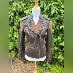Kate & Mallory® Faux Leather & Faux Suede Snap Detailed Moto Jacket M